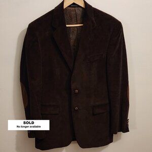 Lauren Ralph Lauren Brown Corduroy Jacket Elbow Patches Men Size 38R Sport Coat